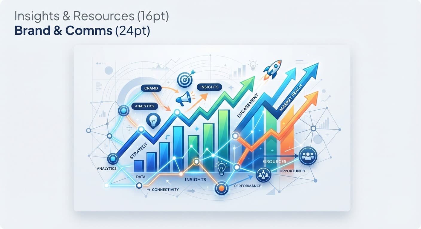A conceptual illustration of upward-trending charts and interconnected nodes on a light background.
